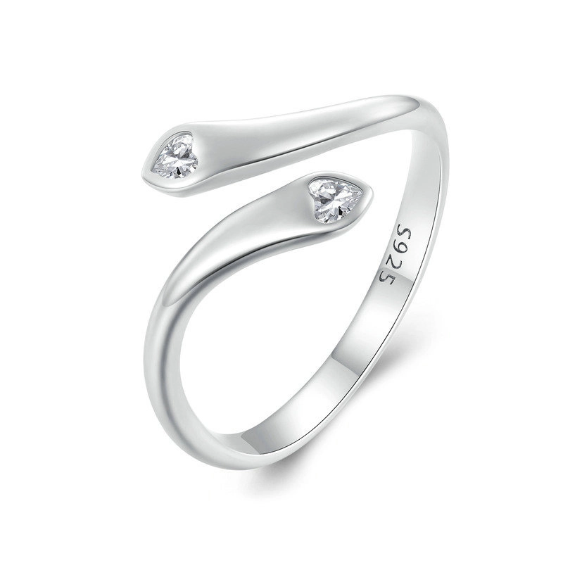 (image for) Pandora Style Double Heart Open Ring - SCR946-E - Product Image