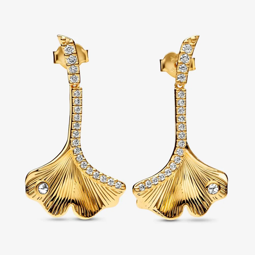 Pandora Ginkgo 14k gold-plated drop earrings - 262440C01