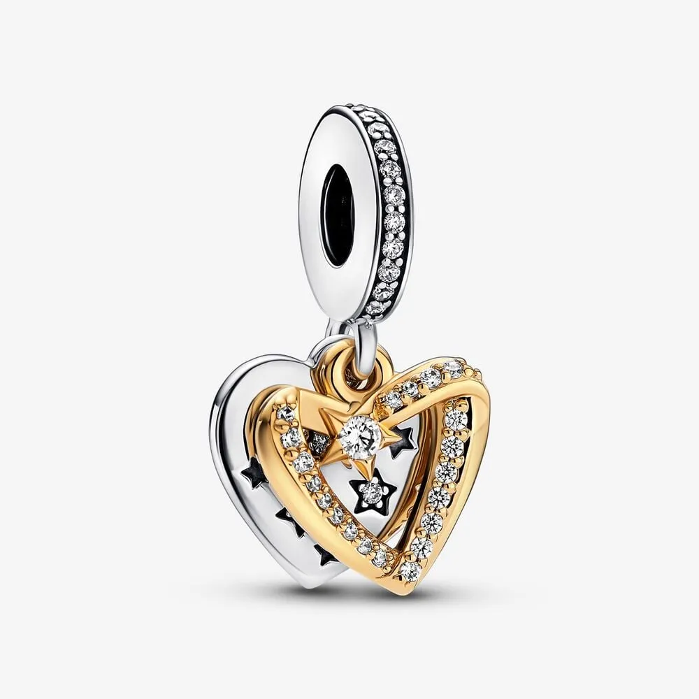 pandora shooting star hearts double dangle charm 762203c01