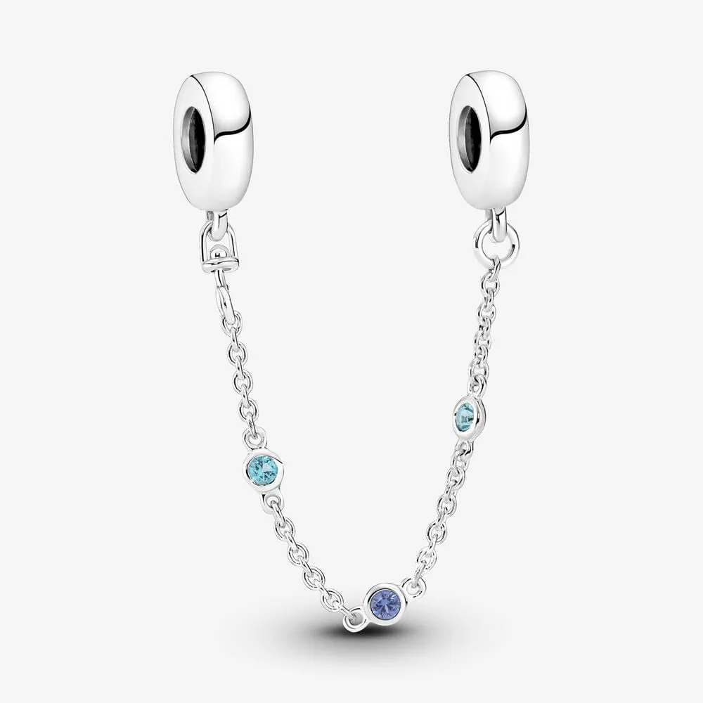 pandora triple blue stone safety chain 791688c01