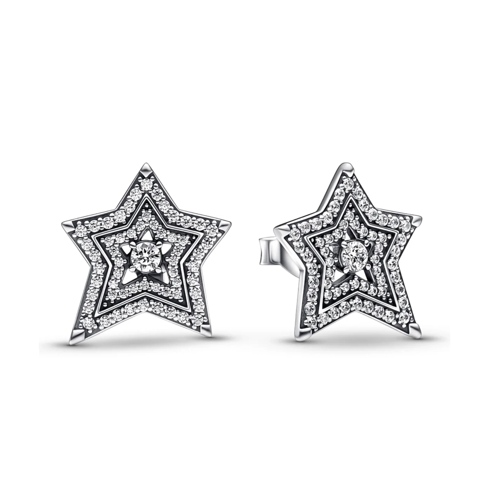 (image for) Pandora Celestial Asymmetric Star Stud Earrings - 292415C01 - Click Image to Close