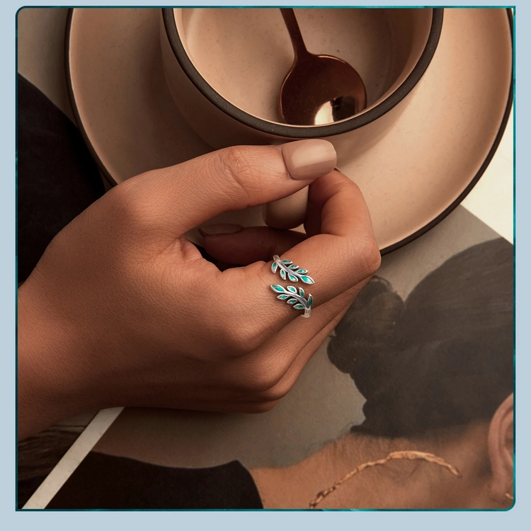 (image for) PANDORA Style Leaf Open Ring - BSR542-E - View 3