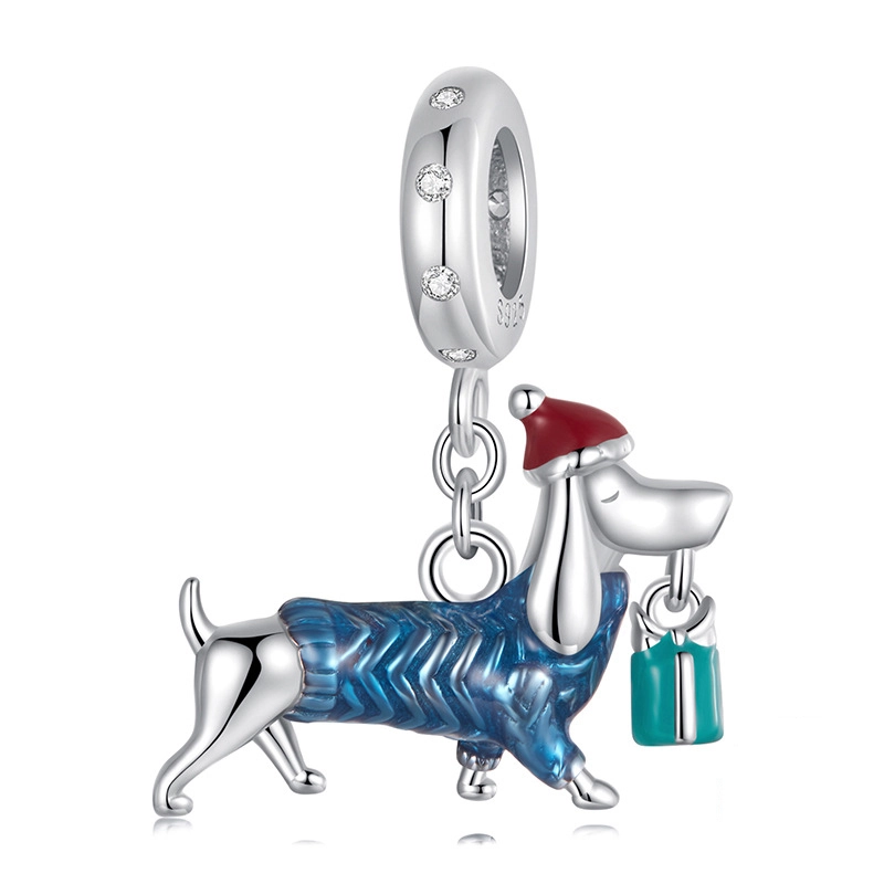 (image for) PANDORA Style Christmas Dachshund Pendant - BSC1069 - Product Image