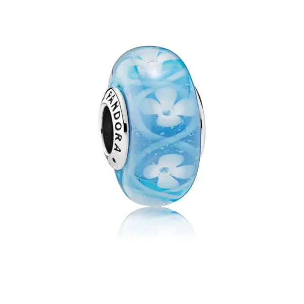 pandora blue bloom murano glass charm bead 791666