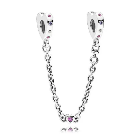 PANDORA Bright Hearts Safety Chain, Pink Crystals - 797245NRPMX