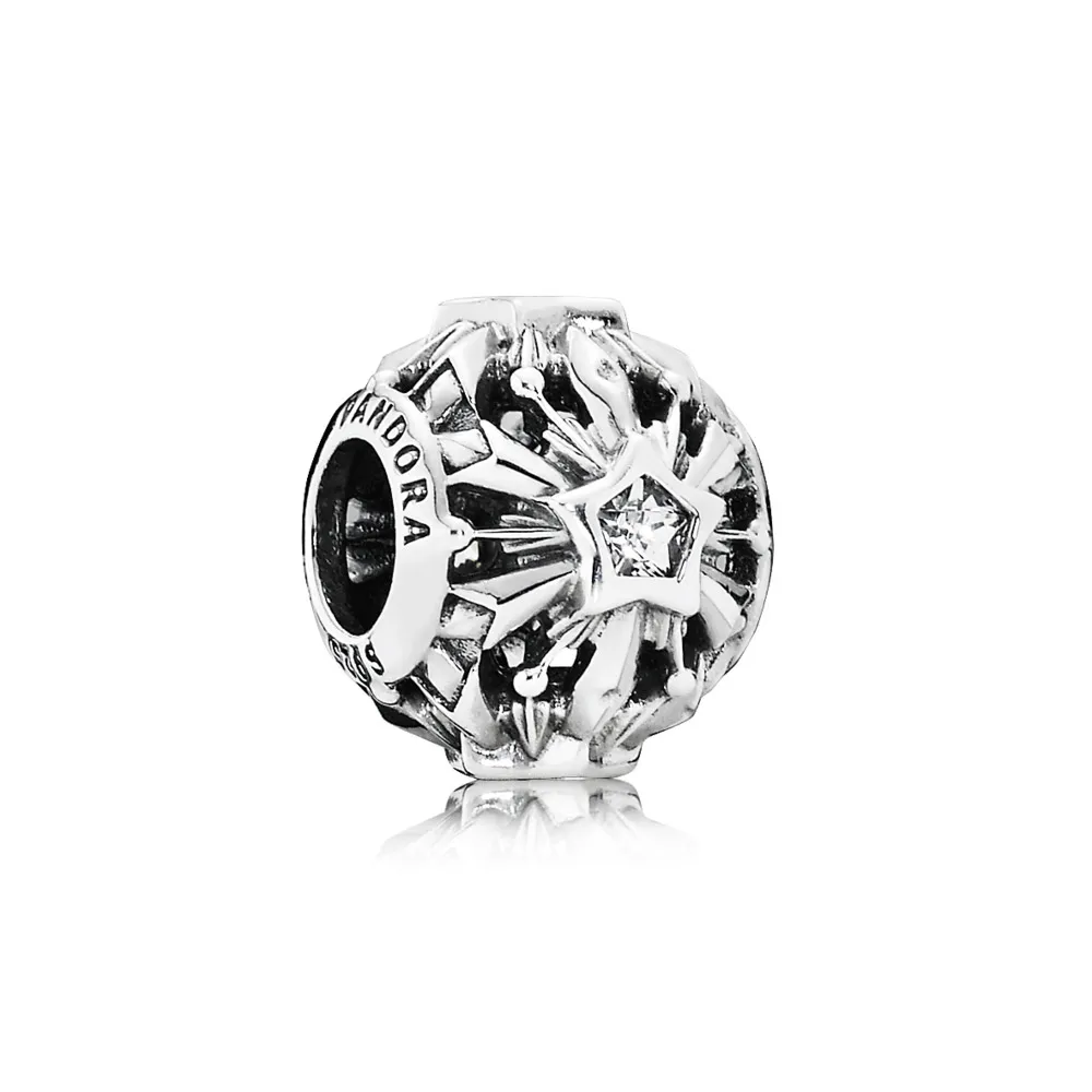 pandora disney frozen snowflake openwork silver charm with cubic charm 791563cz
