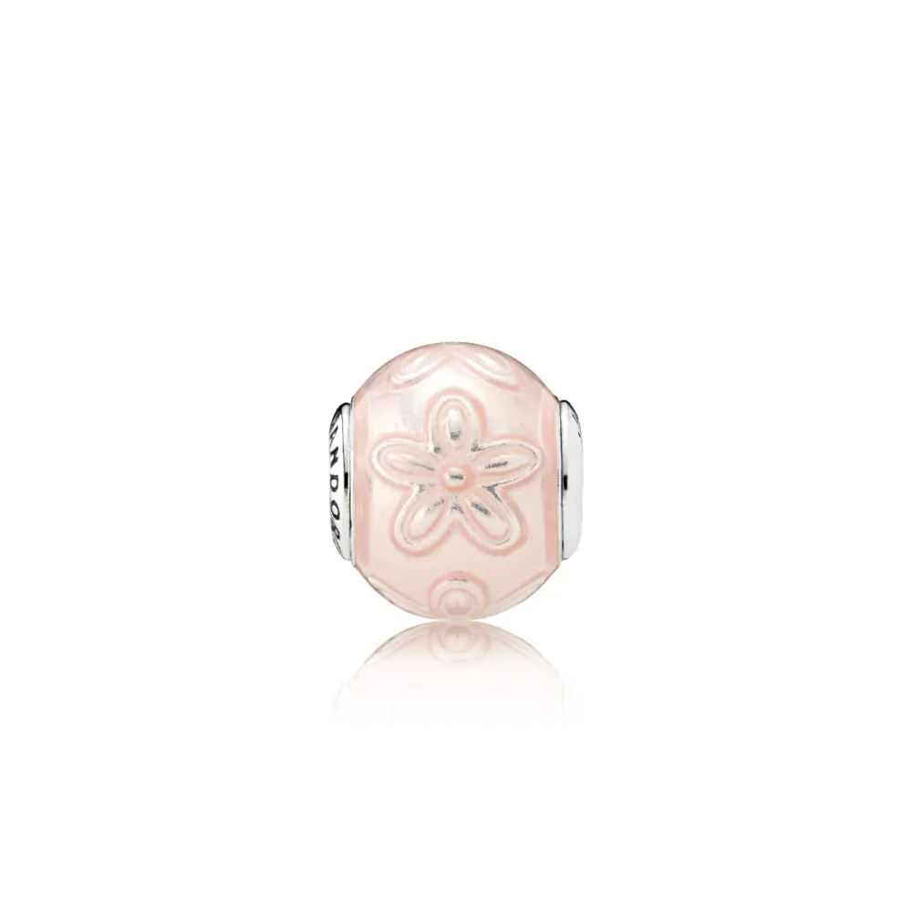 pandora happiness charm transparent cream pink enamel 796087en141