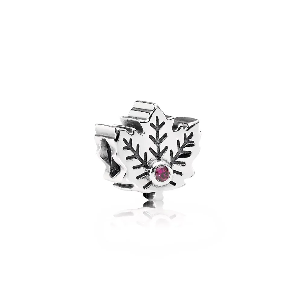 pandora maple leaf synthetic ruby charm 791215sru