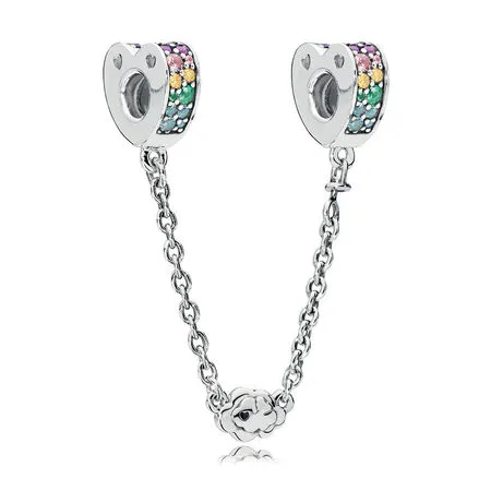 pandora multicolored arcs of love safety chain multicolored cz crystals 797021nrpmx