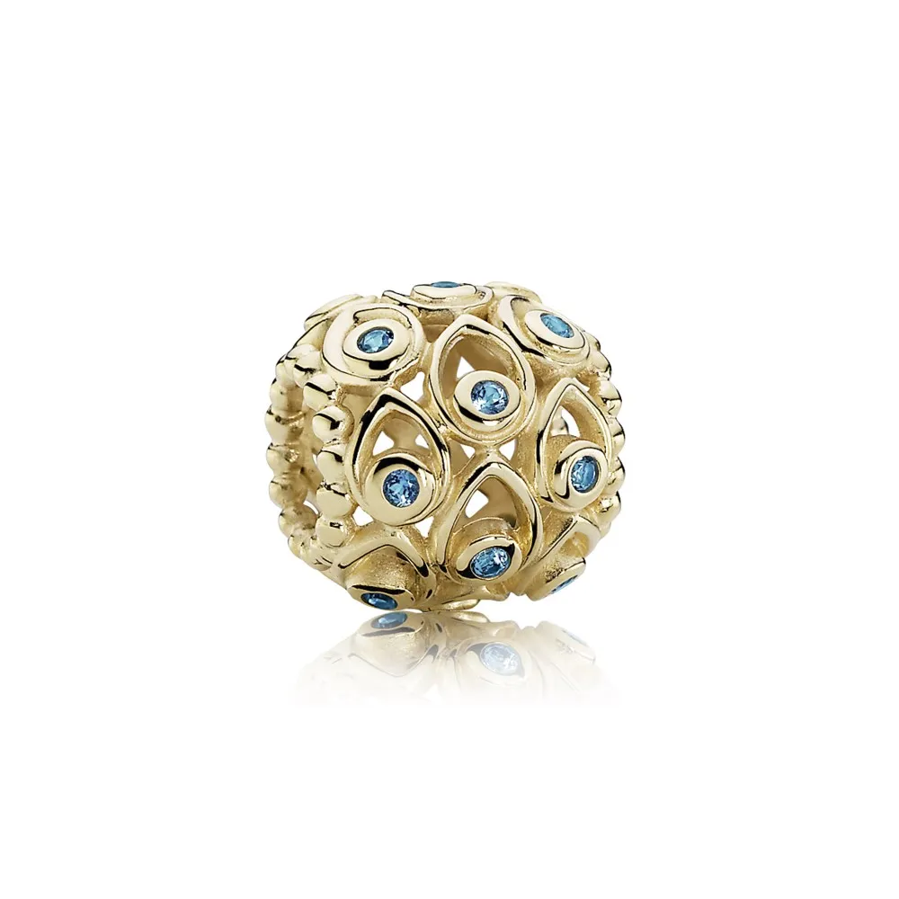 pandora ocean treasures charm deep blue topaz 14k gold 750817tpp