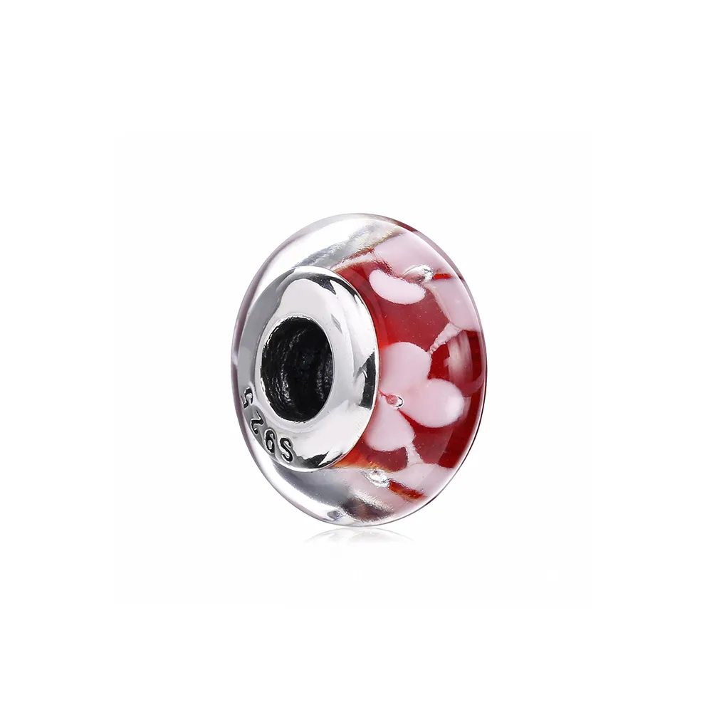 pandora plum blossom glass murano charm pl000651