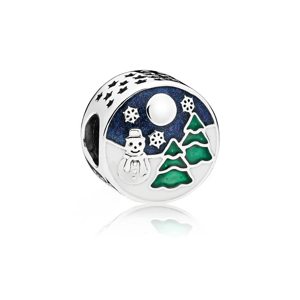 pandora snowy wonderland charm blue green enamel 796384enmx