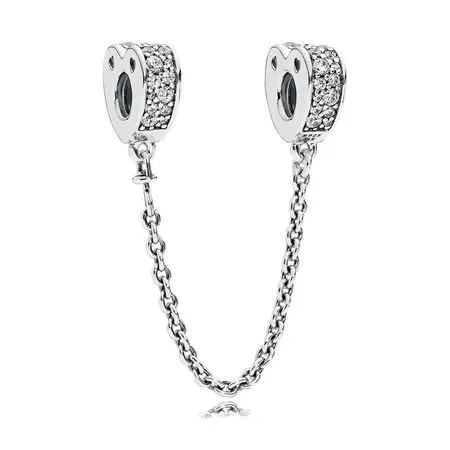 pandora sparkling arcs of love safety chain clear cz 797138cz
