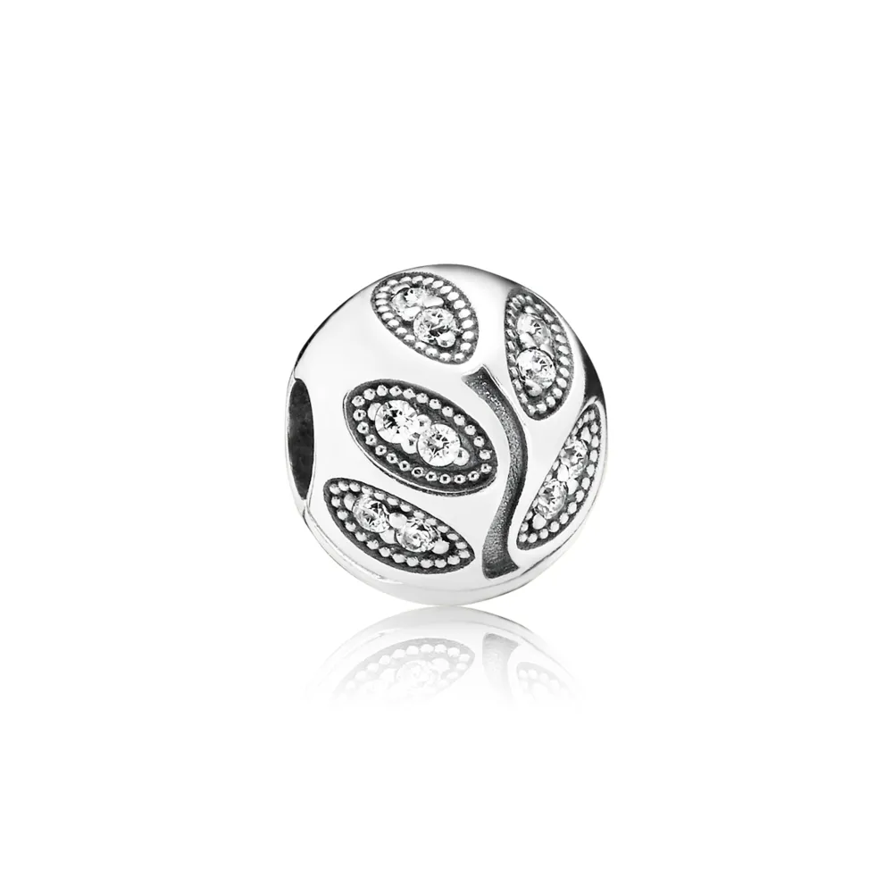 pandora sparkling leaves clip 791416cz
