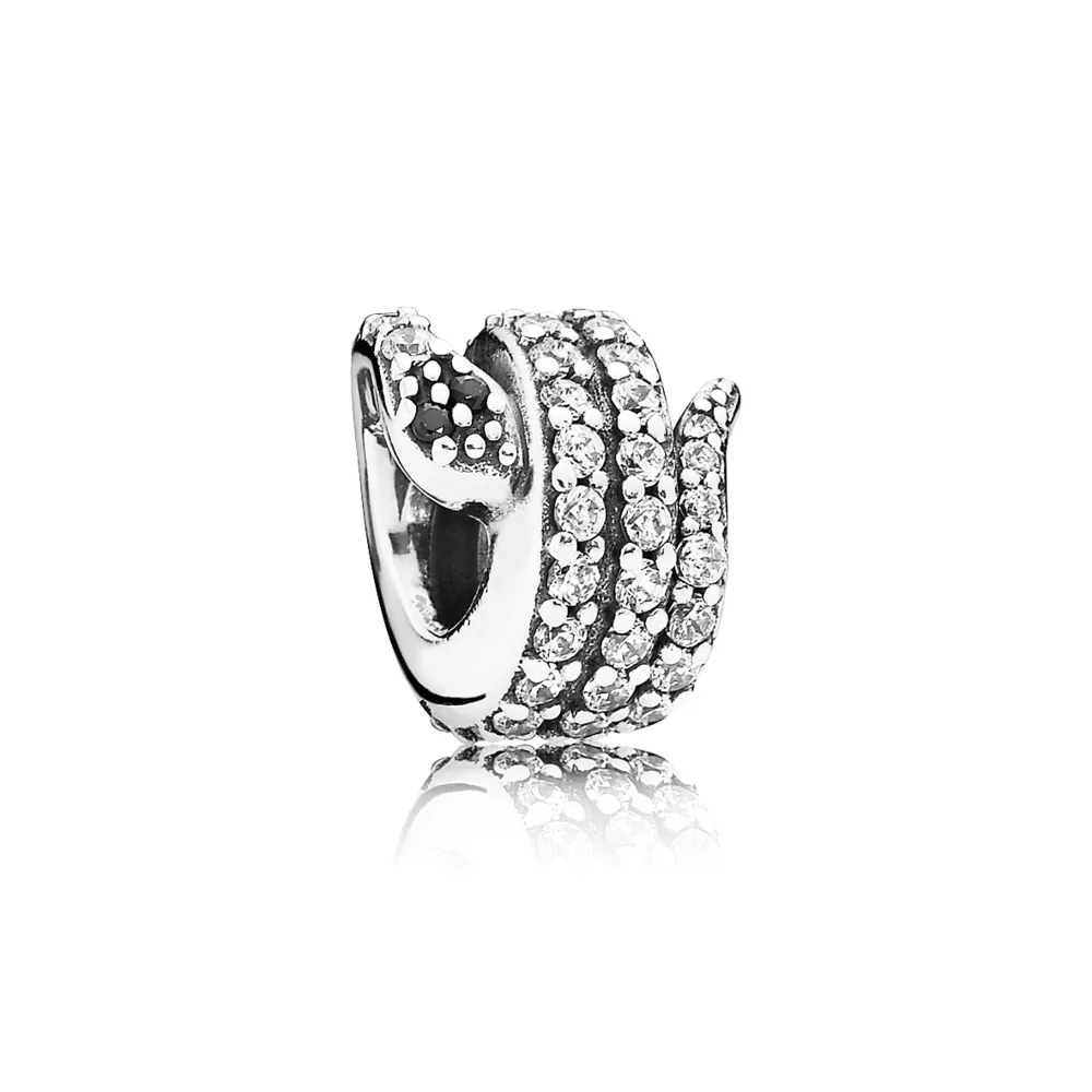 pandora sparkling snake clear cz black crystal charm 791539cz