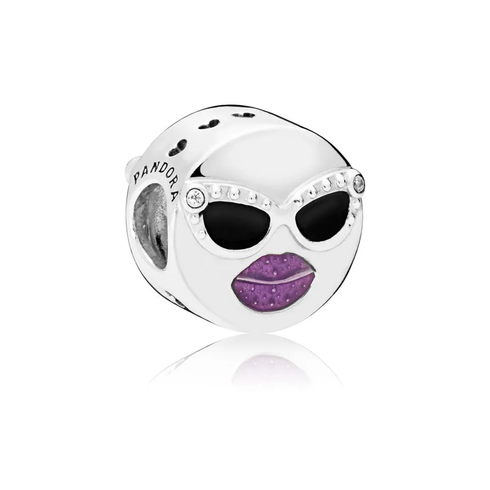 PANDORA Stay Cool Charm, Black & Purple Enamel & Clear CZ - 797184CZ