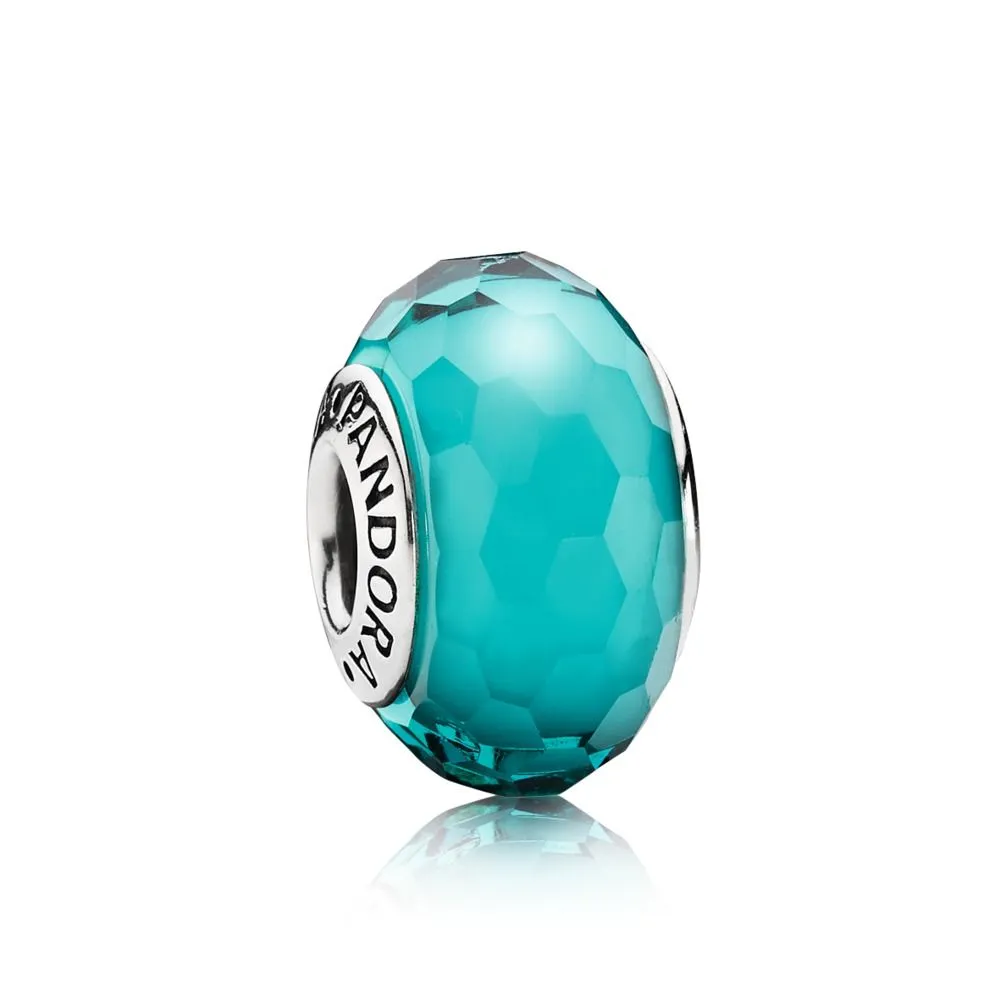 pandora teal faceted murano bead 791606