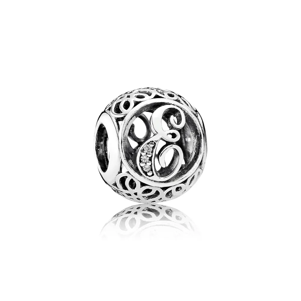 PANDORA Vintage Letter E Charm - 791849cz