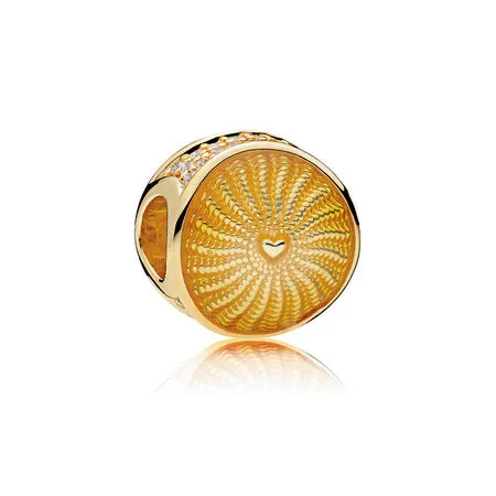 rays of sunshine charm pandora shine yellow enamel clear cz 767128en158