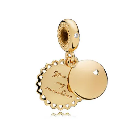 You Are My Sunshine Dangle Charm, PANDORA Shine™, Yellow Enamel Clear CZ - 767066EN158
