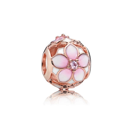 (image for) Magnolia Bloom Charm, PANDORA Rose™, Blush Pink Crystal and Mixed Enamel - 782087NBP - Product Image