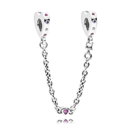 (image for) PANDORA Bright Hearts Safety Chain, Pink Crystals - 797245NRPMX - Product Image