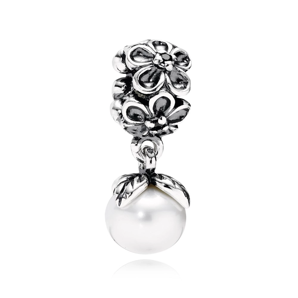 (image for) PANDORA Garden odyssey Dangle, white pearl black cz - 790858P - Click Image to Close