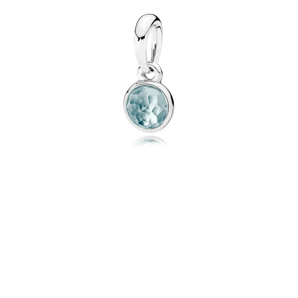 PANDORA March Droplet, Aqua Blue Crystal Pendant - 390396NAB