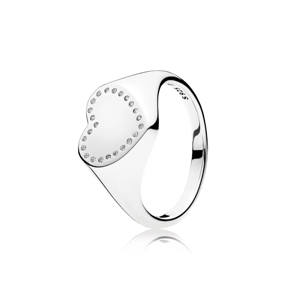 pandora heart signet clear cz ring 191042cz