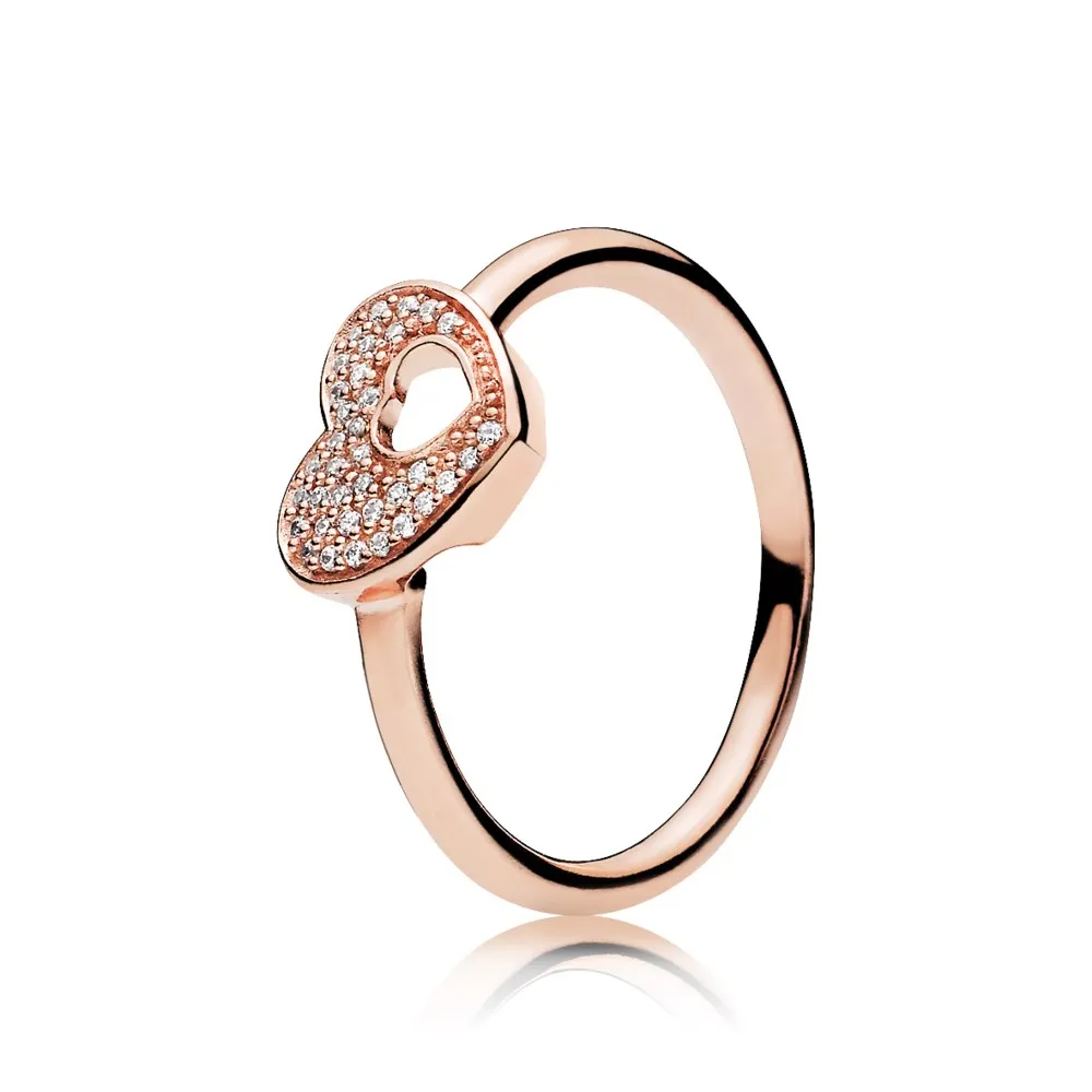 PANDORA Rose™ Clear CZ Shimmering Puzzle Heart Frame Ring - 186550CZ