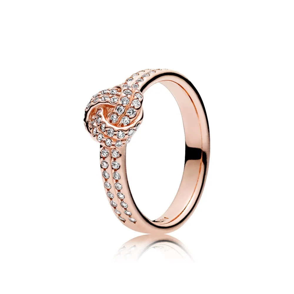 pandora rose™ sparkling love knot clear cz ring 180997cz