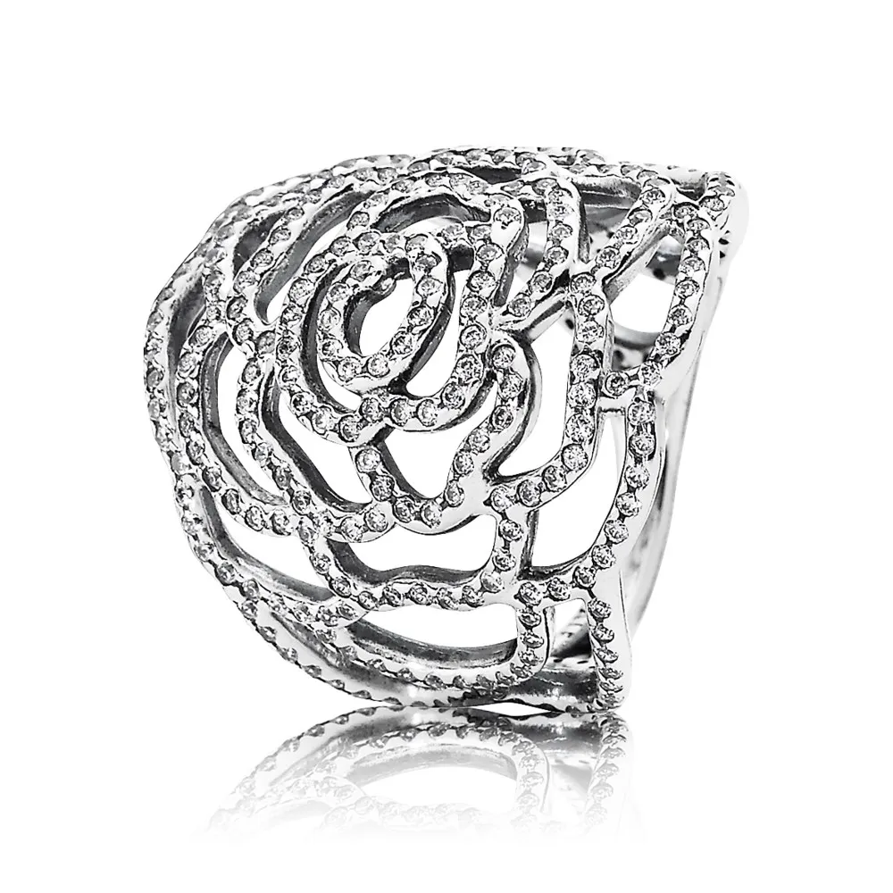 pandora shimmering rose ring clear cz 190951cz
