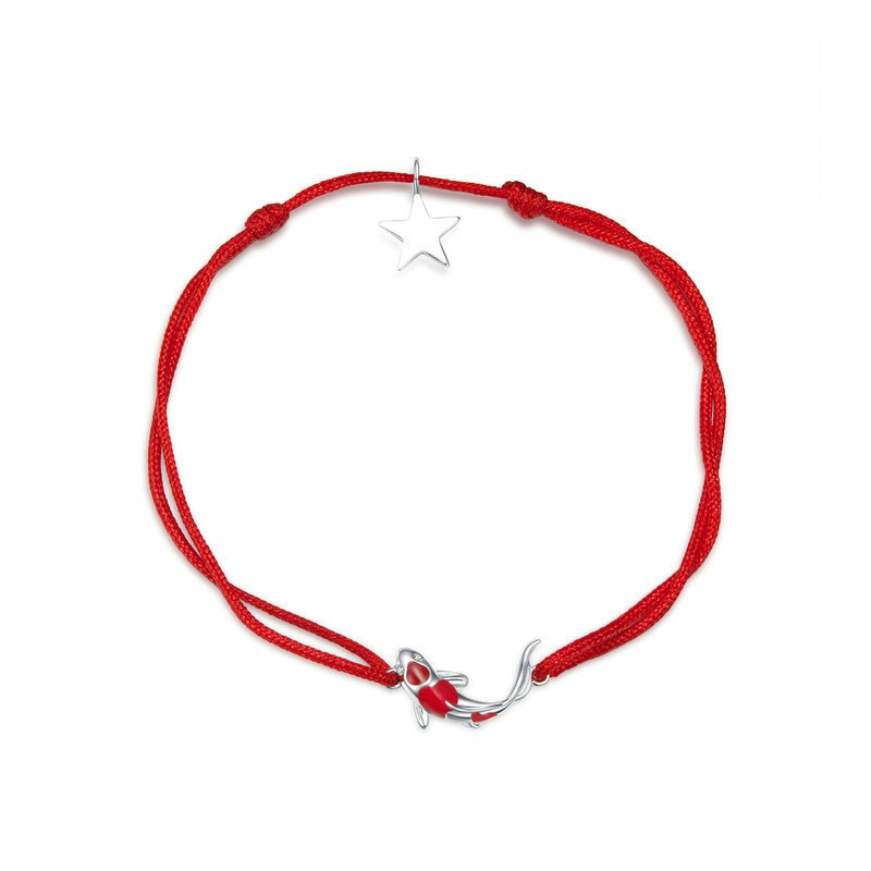 (image for) Pandora Style Red Rope with Silver Lucky Carp Bracelet - SCB145 - Product Image