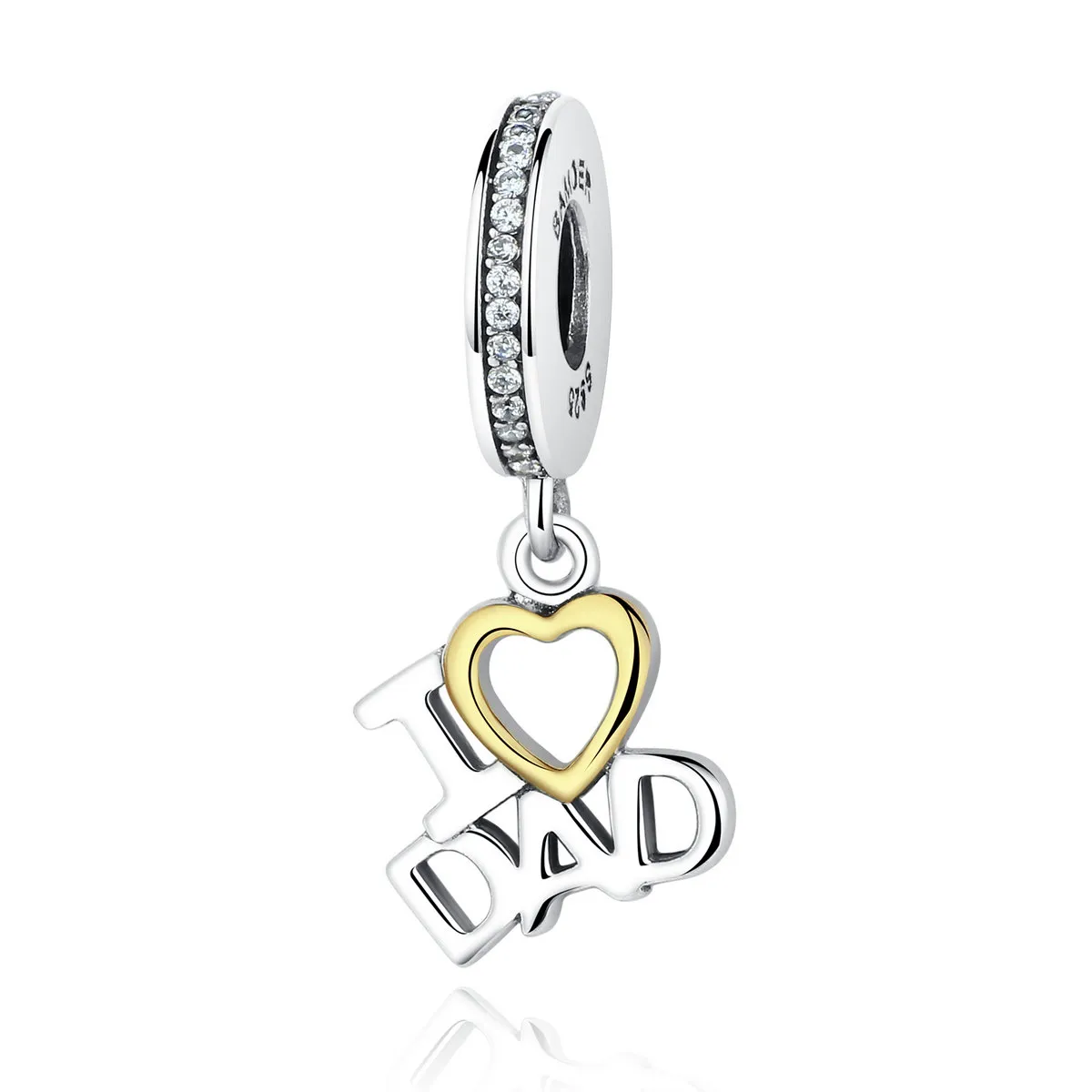 pandora style silver goldplated i love dad dangle scc052