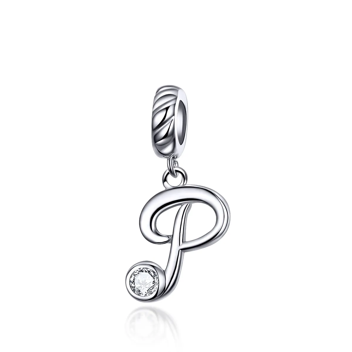 pandora style silver letter p dangle scc1183p