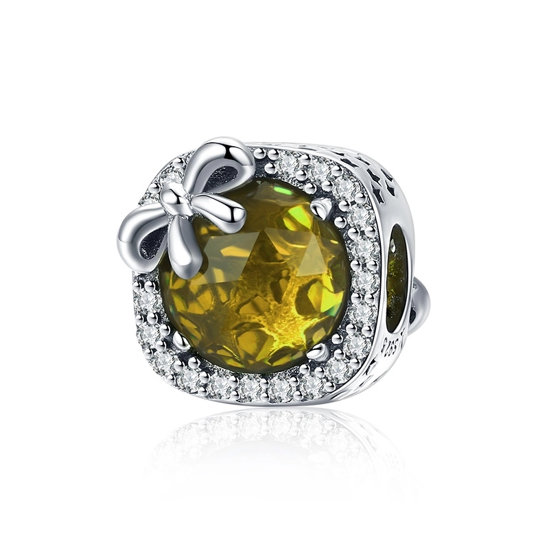 (image for) Pandora Style Silver Pavé Yellow Bow Charm - SCC1058-Ye - Product Image