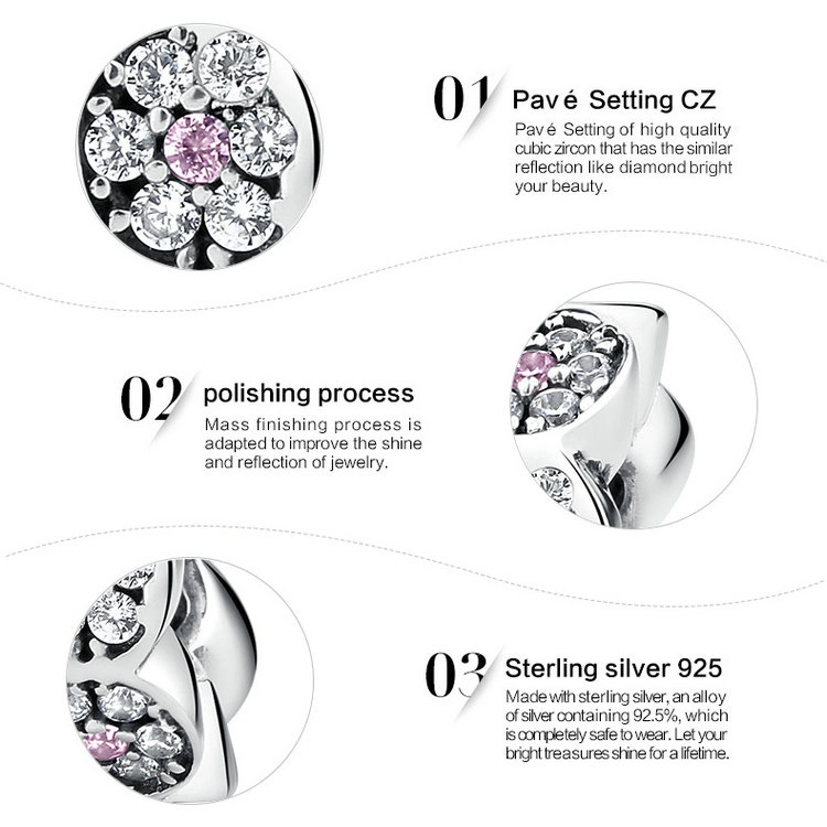 (image for) Pandora Style Silver Pink Garland Spacer - SCC101 - View 3