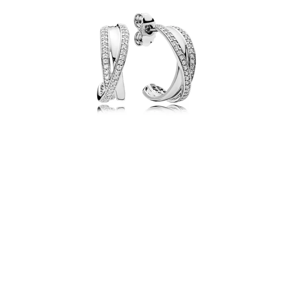PANDORA Entwined with Clear CZ Huggie Stud Earrings - 290730CZ