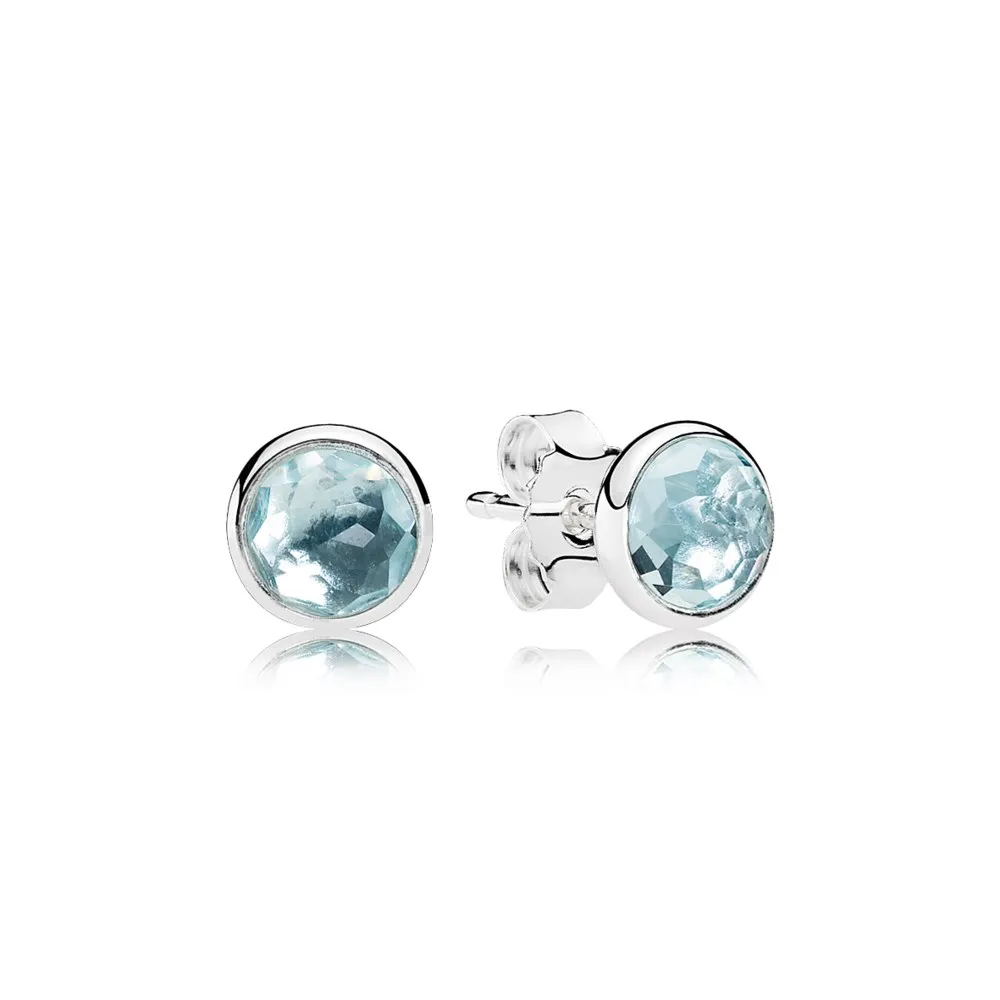 pandora march droplets aqua blue crystal stud earrings 290738nab