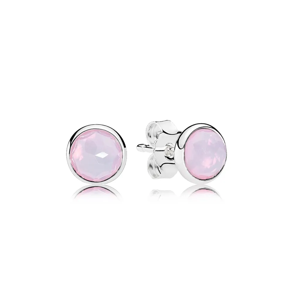 pandora october droplets opalescent pink crystal stud earrings 290738nop