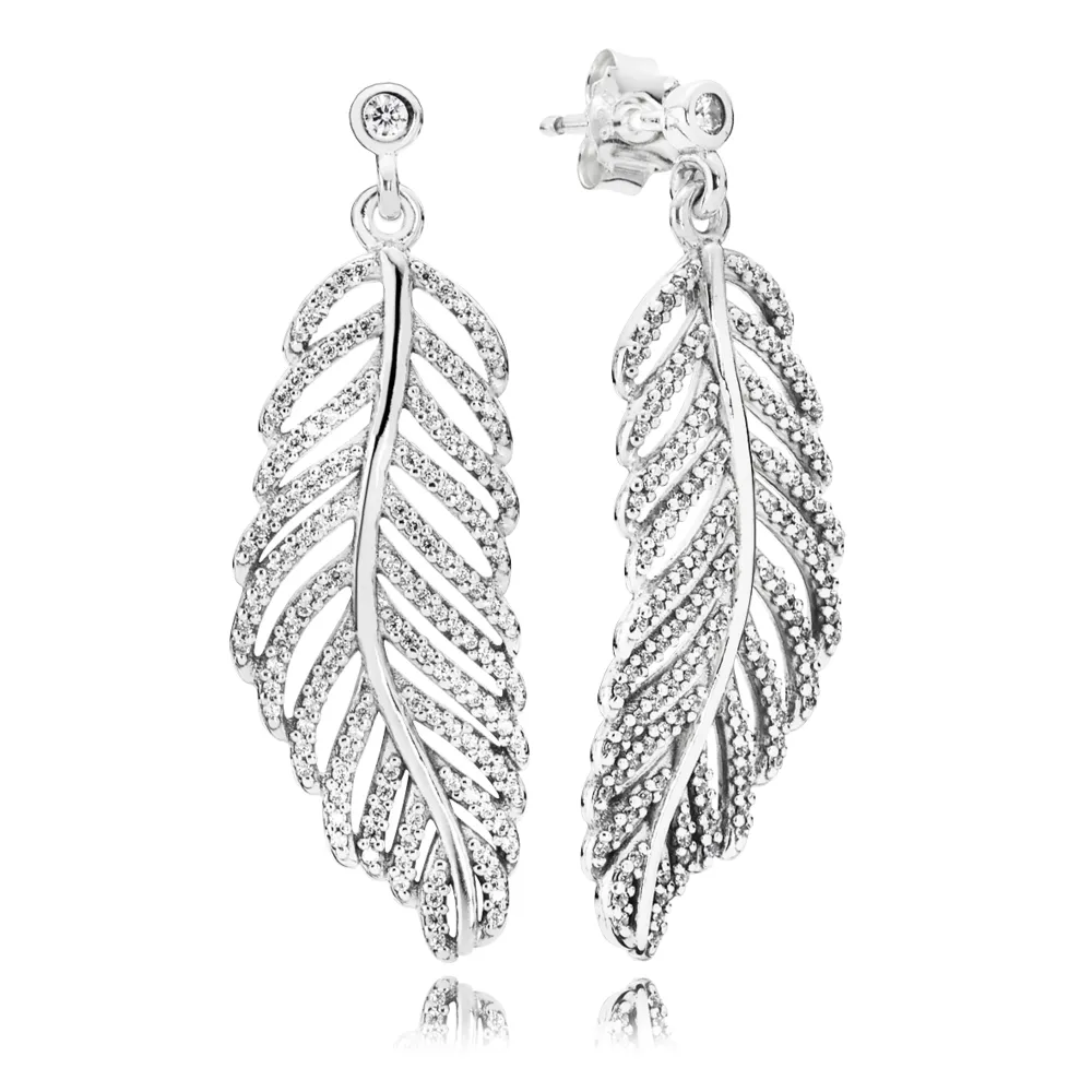 pandora shimmering feathers earrings 290584cz