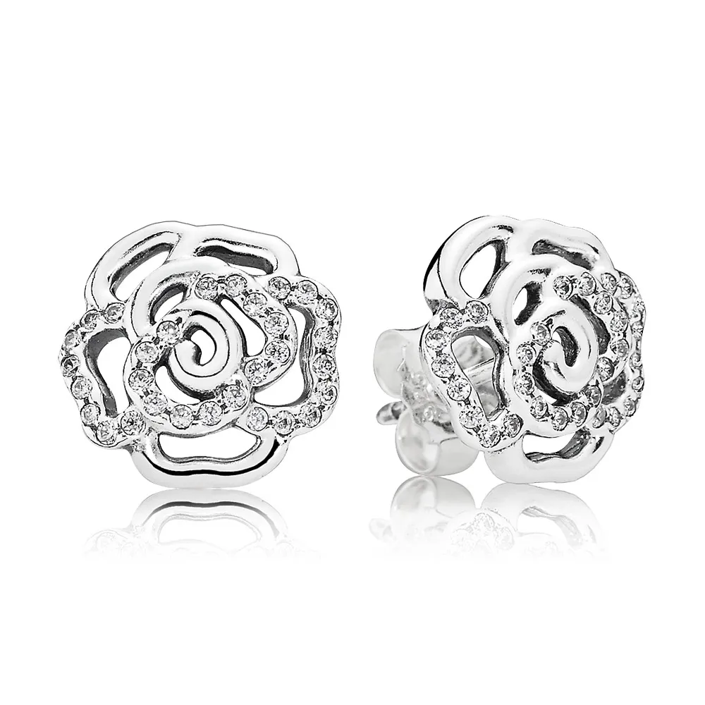 pandora shimmering roses stud earrings 290575cz