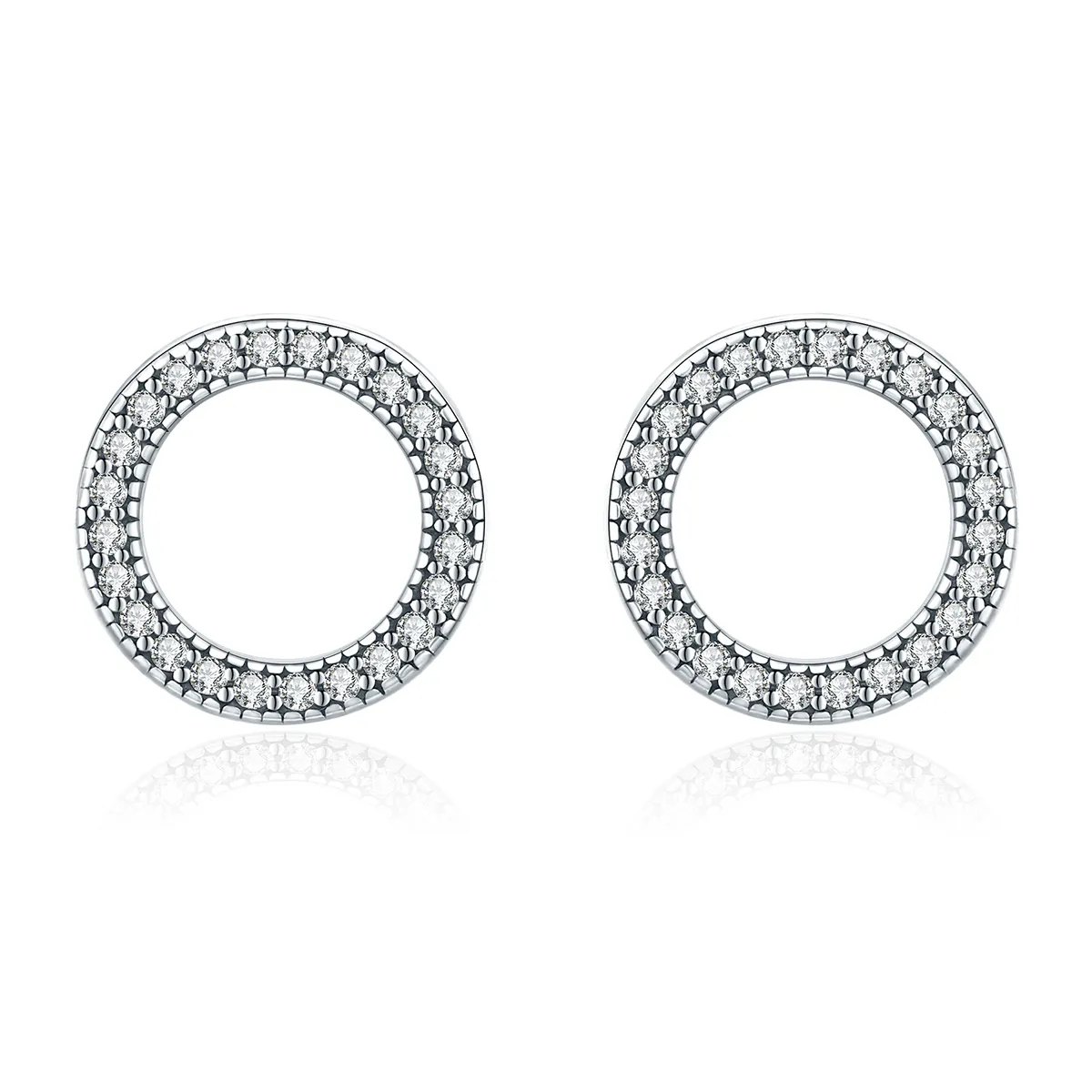 Pandora Style Silver Geometry Light Stud Earrings - SCE417