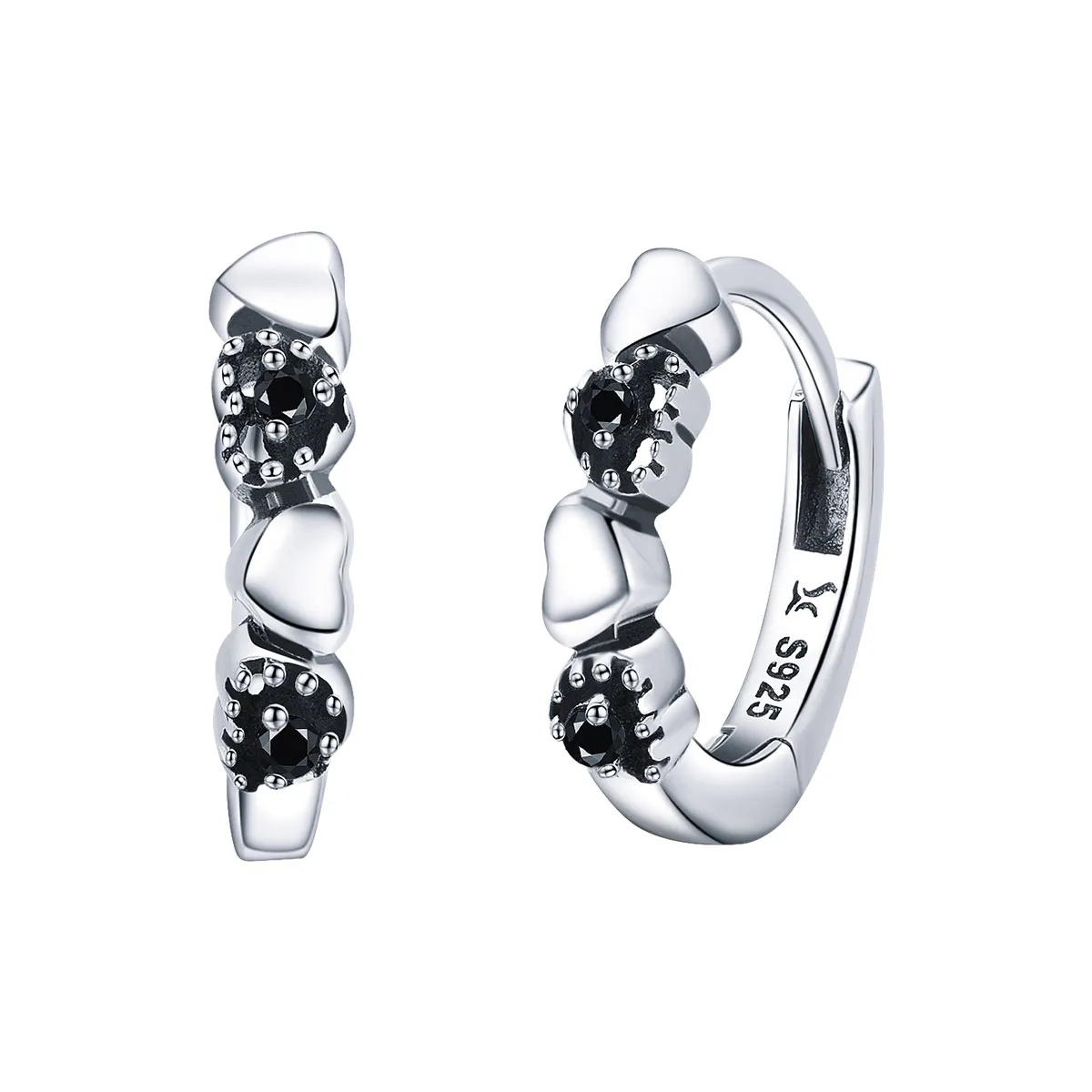 pandora style silver hearts dating hoop earrings sce445