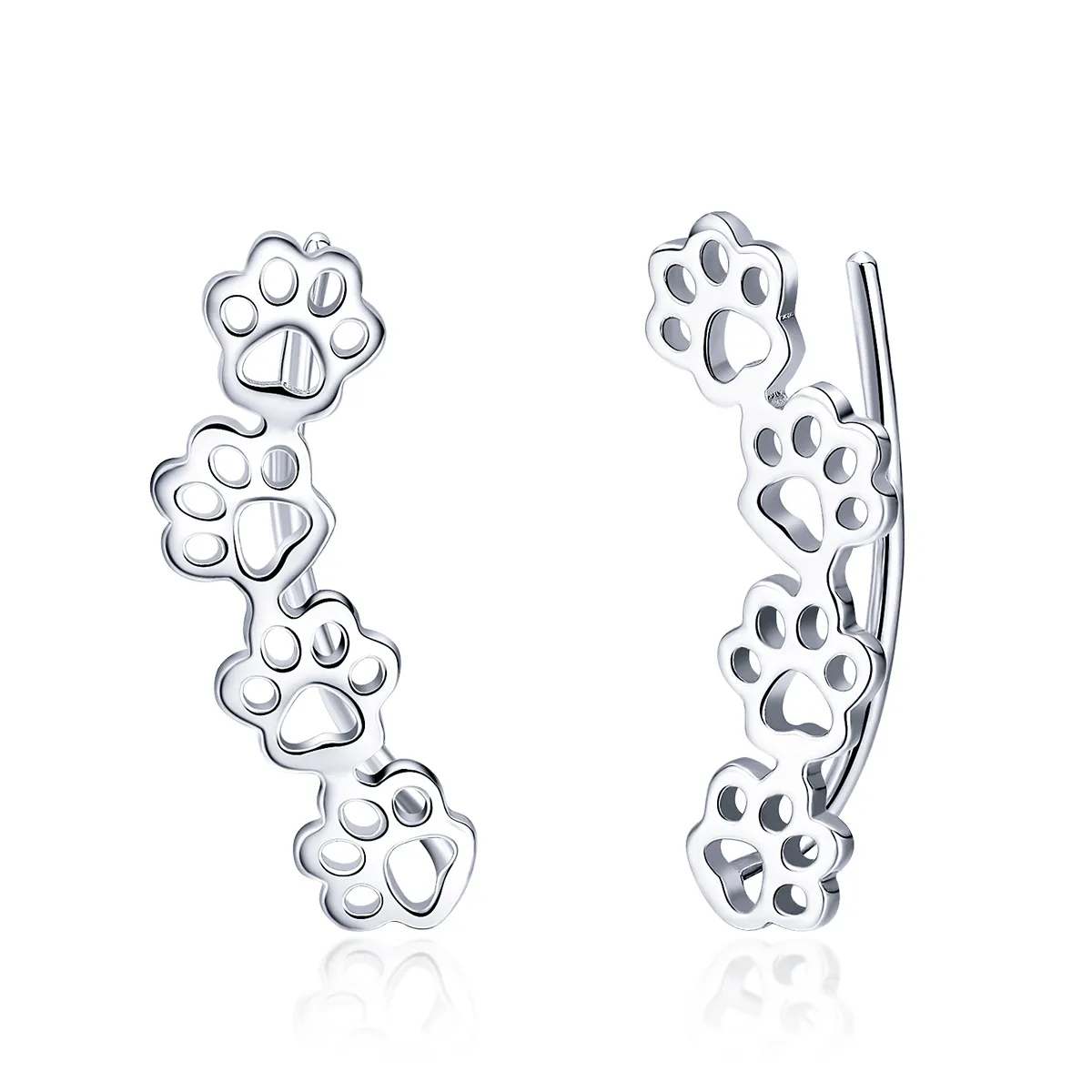 Pandora Style Silver Paw Trail Stud Earrings - SCE430