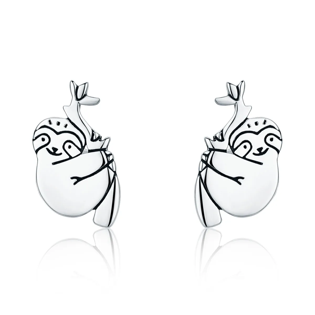 pandora style silver sloth stud earrings sce327