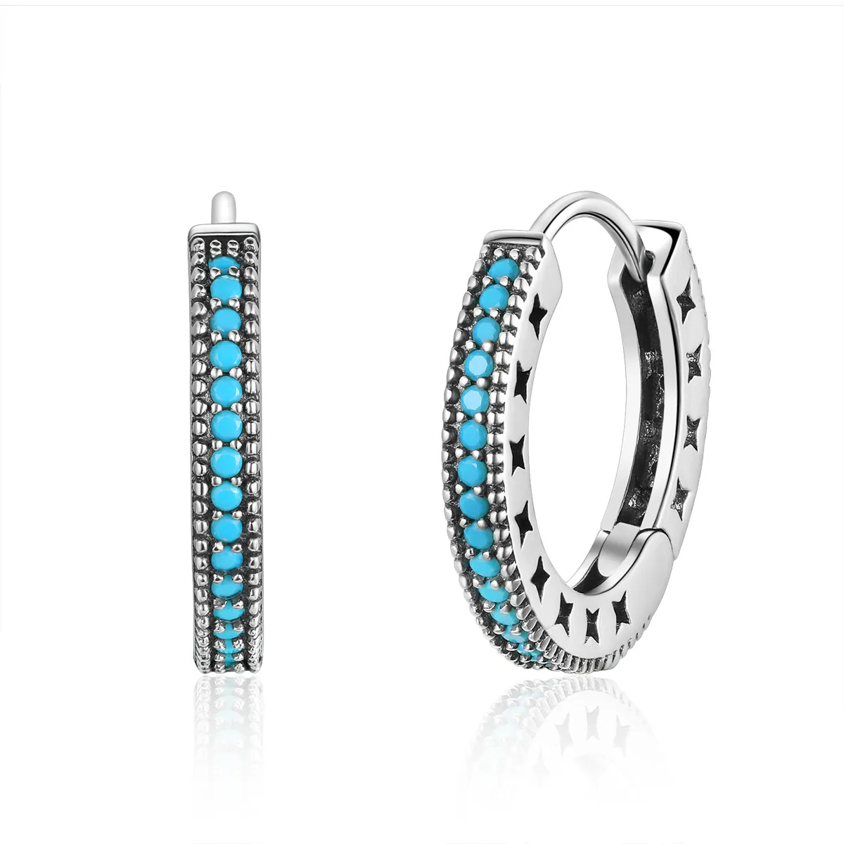 pandora style silver sparkle hoop earrings sce493