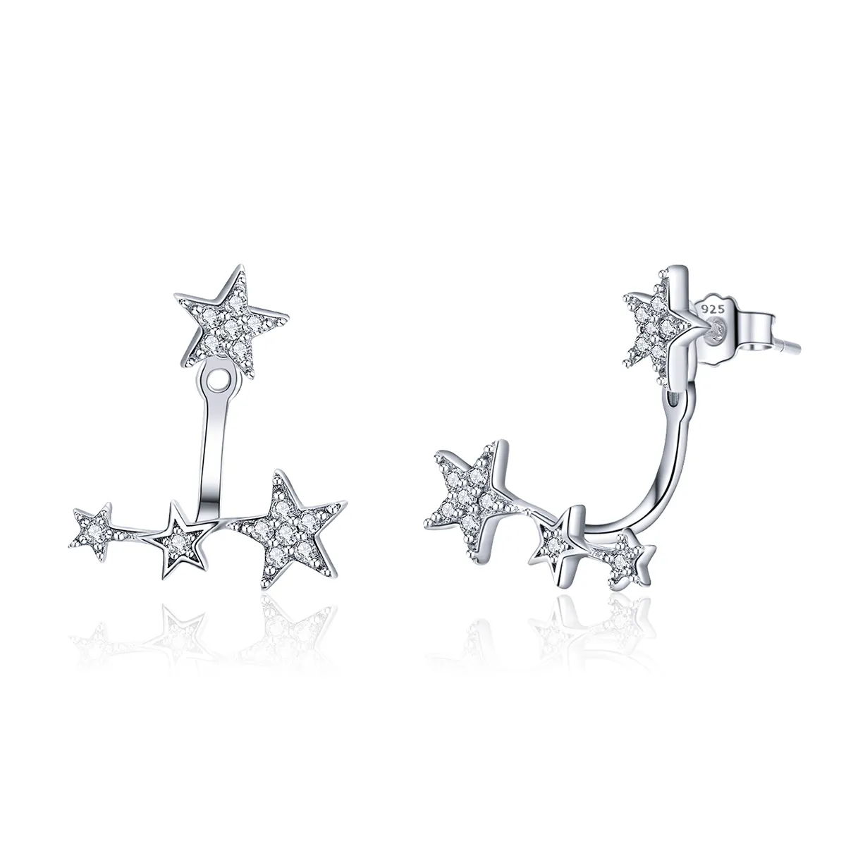 pandora style silver stars stud earrings sce448