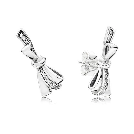 (image for) PANDORA Brilliant Bows Stud Earrings, Clear CZ - 297234CZ - Product Image