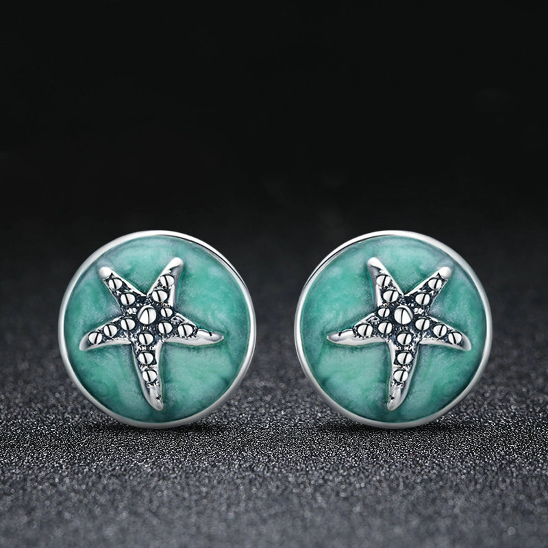 (image for) Pandora Style Silver Fantasy Starfish Stud Earrings - SCE205 - View 3